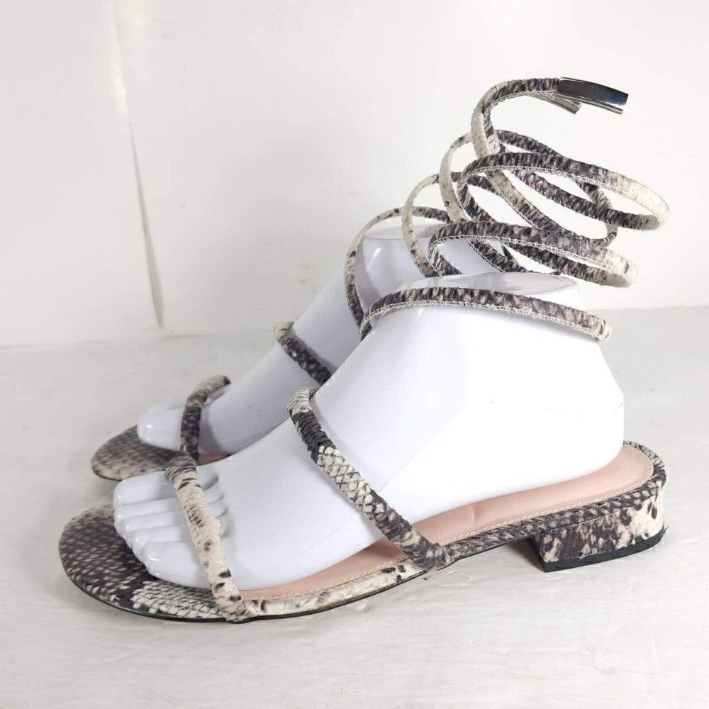 Avec Les Filles Women's Caila US 8M Animal Print Wrap Strap Gladiator Sandal